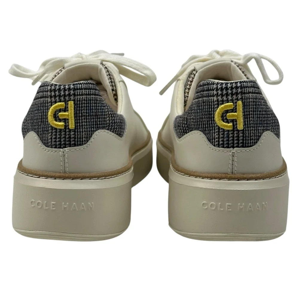 Cole Haan GrandPrø Topspin Sneaker Leather Ivory-Mini Plaid Womens 7.5B New $100